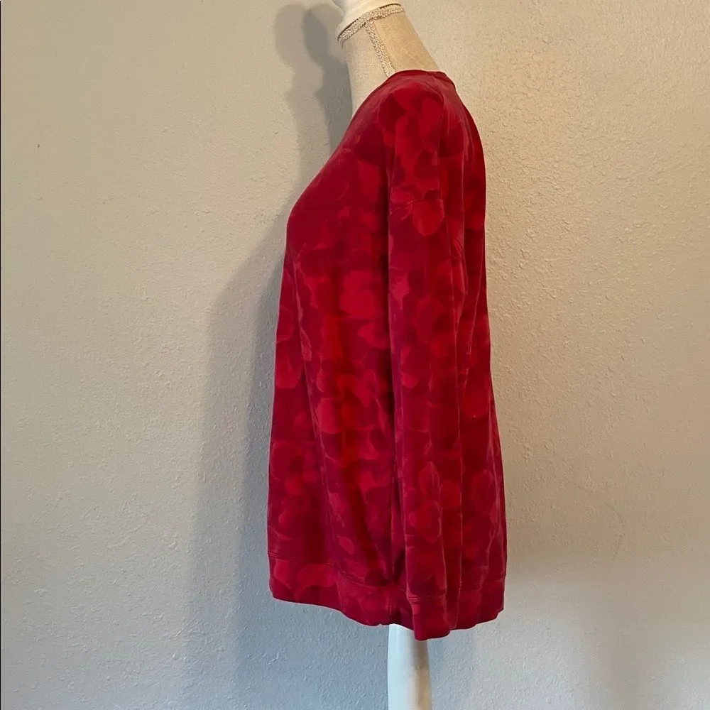 Athleta Red Large Floral Print Balance Pullover Sweatshirt Size Medium